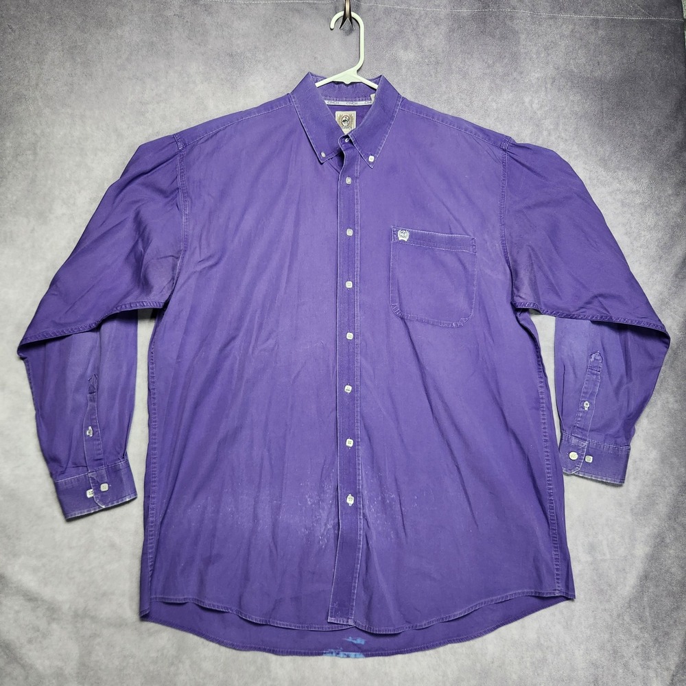 VTG‎ Cinch Purple Long Sleeve Button Down Shirt Mens XL Square Button Western